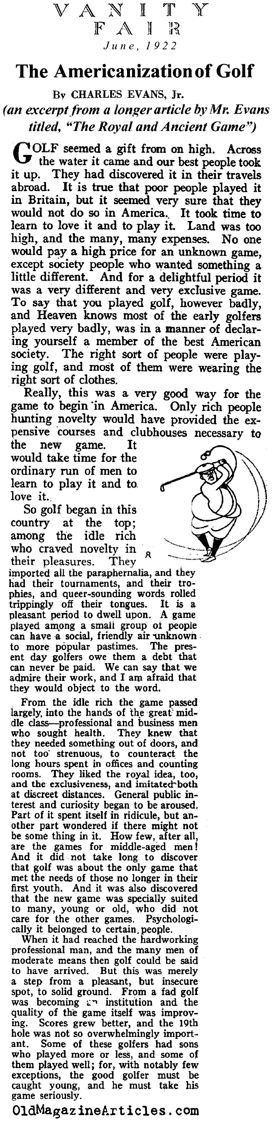 Golf Goes Yankee (Vanity Fair Magazine, 1922)